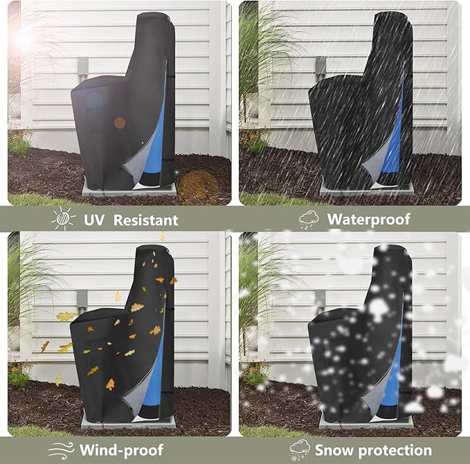 Bitubi Water Softener Insulated Cover with Plush Lining, Waterproof Outdoor Water Softener Winter Cover to Endure Freezing Temperatures (64" H x 40" W x 16" D, Black)
