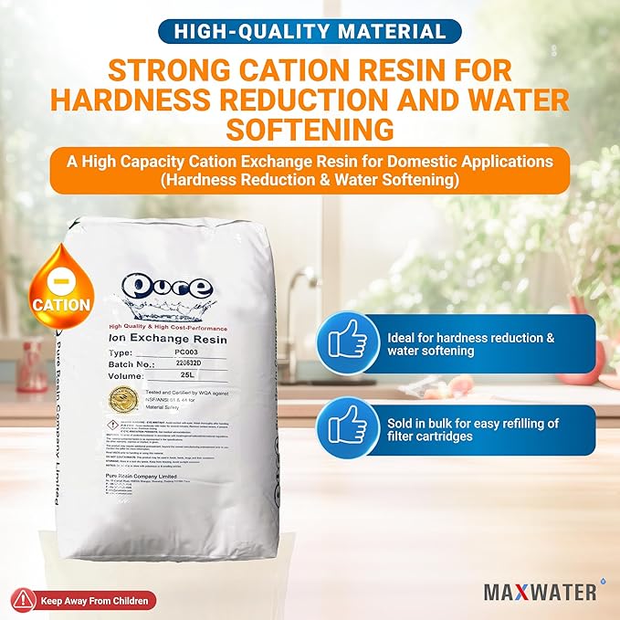 One Cubic Foot, single bag Replacement for Water Softener Ion-exchange, cation Resin 8% Crosslinked 1 Cu Ft