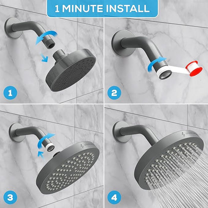 SparkPod Shower Head - High Pressure Rain - Premium Quality Luxury Design - Easy Clean Adjustable Replacement for Your Bathroom Shower Heads (Charcoal Grey, 6 Inch Round)