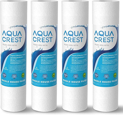 AQUA CREST AP110 Whole House Water Filter, Sediment Filter, 5 Micron, Replacement for 3M® Aqua-Pure AP110, Culligan® P5, APEC, GE FXUSC, Whirlpool®, Any 10" x 2.5" Home Water Filter, Pack of 4