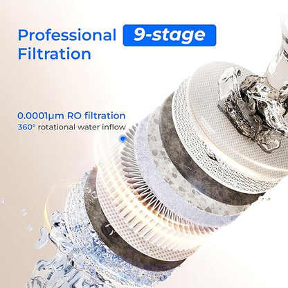 Waterdrop X8 Reverse Osmosis System, NSF/ANSI 42&58&372 Certified, 800 GPD Tankless RO Water Filter, 9-Stage Filtration, Undersink, 2:1 Pure to Drain, LED Faucet, BPA Free, [ NO Minerals Added ]