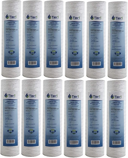 Tier1 30 Micron 10 x 2.5 Water Filter | String Wound Polypropylene Whole House Sediment Water Filter Cartridge | Replacement for Pentek CW-MF, 155187-43, W30W, RS3DS | 2.5 x 10 Water Filter (12-Pack)