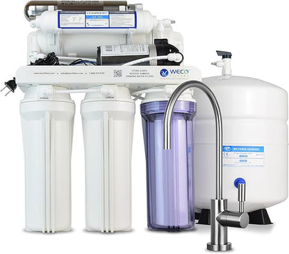 WECO (HYDRA-75UVALKPMP) Granular Activated Carbon and Reverse Osmosis Water Filter System with Chlorine Reduction Feature - Top-Mounted Faucet Design Reverse Osmosis Drinking Water Filter System