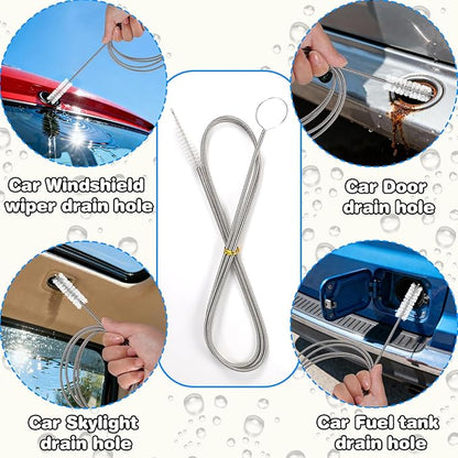 Ixiaoyoo Cleaning Brushes Set, 10 Pieces 8 Inch Nylon Tube Brush + 60 Inch Flexible Long Drain Brush, Hose Pipe Brush, Suitable for Home Kitchen, Bathroom, Fish Tank, Water Pump Accessories (White)