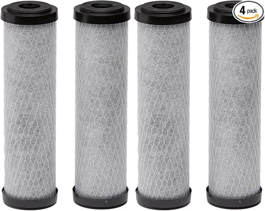 EcoPure EPW2C Carbon Whole Home Replacement Water Filter-Universal Fits Most Major Brand Systems (4 Pack), 2 Count (Pack of 2), Light Gray/Black
