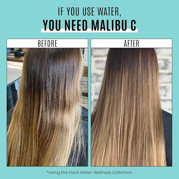 Malibu C Hard Water Wellness Shampoo - Hydrating, Sulfate-Free Hair Care for Hard Water - Removes Minerals and Buildup (33.8 oz)