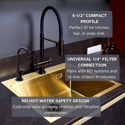 Westbrass D203-NL-12 6" Touch-Flo Style Pure Cold Water Dispenser Faucet, 1-Pack, Oil Rubbed Bronze