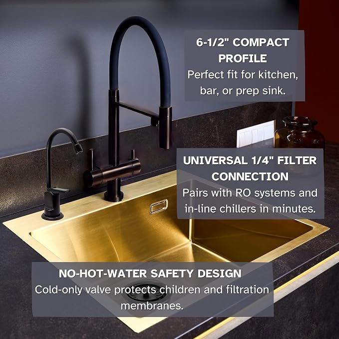 Westbrass R203-NL-12 6" Touch-Flo Style Pure Water Dispenser Faucet, Oil Rubbed Bronze