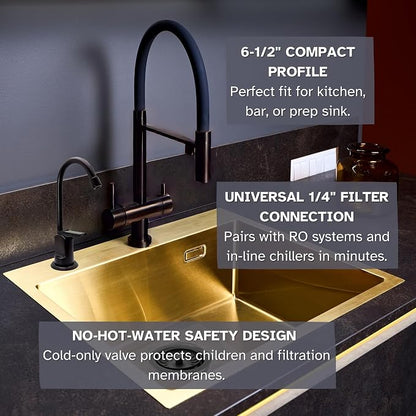 Westbrass R203-NL-12 6" Touch-Flo Style Pure Water Dispenser Faucet, Oil Rubbed Bronze