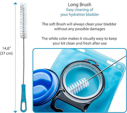 InnerFit Hydration Bladder Cleaning Kit - 5 in 1 Water Bladder Cleaning Kit for Universal Bladders - 3 Brushes - 1 Collapsible Frame - 1 Carrying Pouch