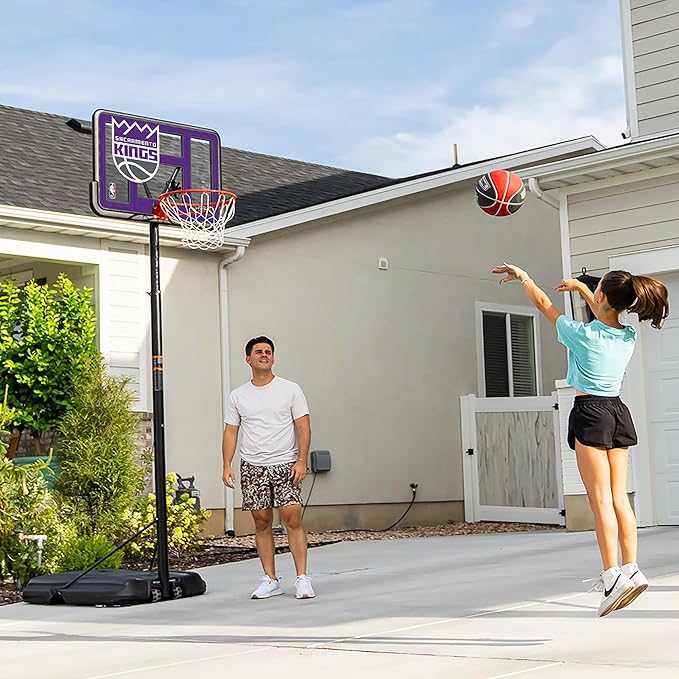 Lifetime NBA Sacramento Kings Portable Basketball Hoop, Adjustable Height 7.5-10 Ft, 44 Inch Shatterproof Fusion Backboard, Base with Wheels