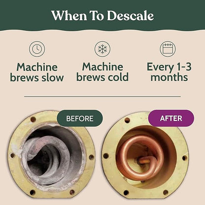 Breville Compatible Descaling Solution. Specially Formulated to Clean & Descale your Breville Espresso Machine. 2 Uses per Bottle, 2 Pack. Eco-Friendly Carbon Neutral Descaler Kit.