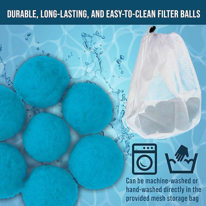 U.S. Pool Supply 1.5 lbs Blue Pool Filter Balls for Sand Filter - Reusable Fiber Filter Media for Swimming Pool Sand Filters, Replacement Equals 50 lbs of Filtration Pump Sand - Above Ground Cleaning