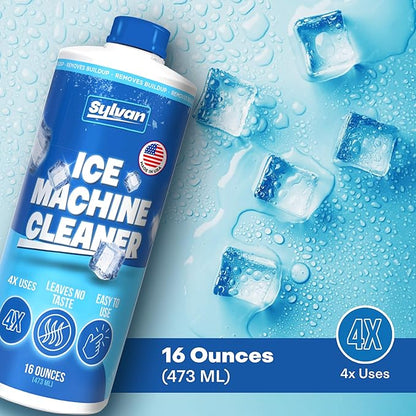 Sylvan Ice Machine Cleaner and Descaler | 16 oz | Free Cloth | Made in USA | Nickel Safe Ice Maker Cleaner and Descaler | Universal Compatibility for Commercial & Residential Ice Makers