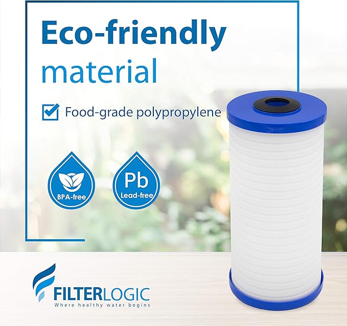 Filterlogic AP810 Whole House Water Filter, Replacement for 3M® Aqua-Pure AP810, AP801, AP811, Whirlpool® WHKF-GD25BB, WHKF-DWHBB, 5 Micron, 10" x 4.5", Well & Tap Water Filter, Pack of 3