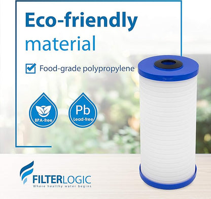 Filterlogic AP810 Whole House Water Filter, Replacement for 3M® Aqua-Pure AP810, AP801, AP811, Whirlpool® WHKF-GD25BB, WHKF-DWHBB, 5 Micron, 10" x 4.5", Well & Tap Water Filter, Pack of 3