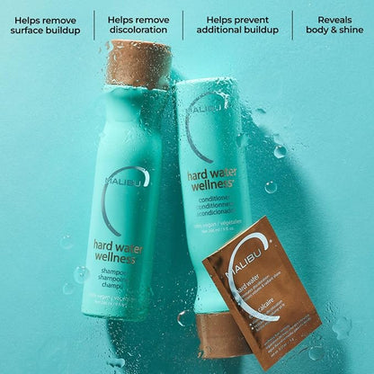 Malibu C Hard Water Hair Clarifying Shampoo - Travel Size Sulfate Free Chelating Formula for Build Up & Scalp Detox - Removes Minerals, Prevents Discoloration, Restores Shine - Vegan Hair Care, 3.4 oz