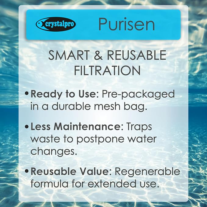 Crystalpro Purisen 100ml - Organic Waste Filtration Resin for Crystal Clear Aquarium Water - Regenerable - Fresh and Saltwater