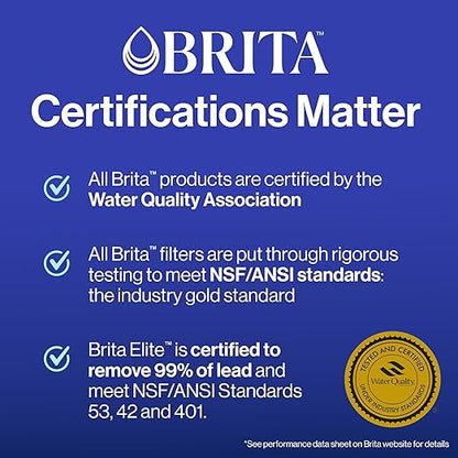 Brita Everyday Elite Water Filter Pitcher, Removes 99% of Lead, Includes 1 Filter, 10-Cup Capacity, Black