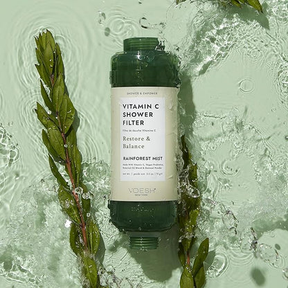VOESH Vitamin C Shower Filter, Rainforest Mist, Shower Aromatherapy, Water Purifier, Water Softener, Vegan Probiotics, Spa Shower Head, Water Filter, Shower Self-Care