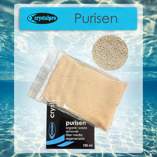 Crystalpro Purisen 100ml - Organic Waste Filtration Resin for Crystal Clear Aquarium Water - Regenerable - Fresh and Saltwater