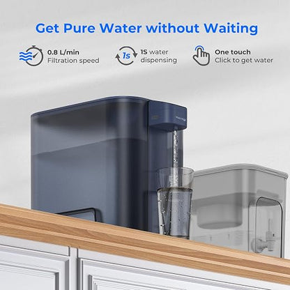 Waterdrop ED04B-L Mega Electric Water Filter Dispenser, Large 27-Cup, Blue | 200-Gallon Rechargeable Instant System, NSF/ANSI 42&53&401&372, Reduce PFOA/PFOS, Lead, Chlorine, Does not Lower TDS