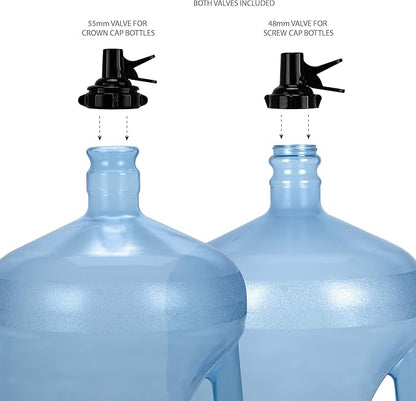 Brio 5 Gallon Water Bottle Jug Drink Dispenser Storage Cooler Foldable Cradle Stand BPA Free Valves Stainless Steel Rack Holder No Leak Non Slip Countertop with 2 Dispenser Valves, Fits Both 48mm and