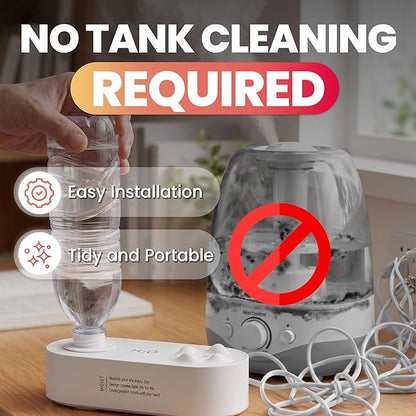 HASHI 2000mAh Wireless & Corded Portable Water Bottle Humidifier, USB-C Rechargeable Personal Mini Humidifier with Night Light, Leak-Proof Ultrasonic Cool Mist Maker for Travel, Office, and Car