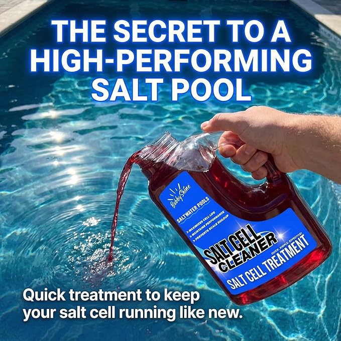 Salt Cell Cleaner for Pool, Pool Salt Cell Cleaner for Saltwater Pools, Salt Generator Cell Cleaner Solution, Helps Reduce Scale Buildup, 3 L (101.5 fl oz) - BubbyShine
