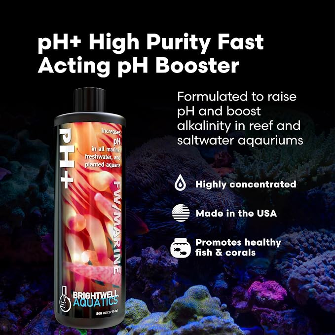 Brightwell Aquatics pH+ Alkalinity and pH Booster for Marine & Reef Aquariums Increases pH and KH Stability for Coral Growth and Enhances Carbonate Levels, 20L