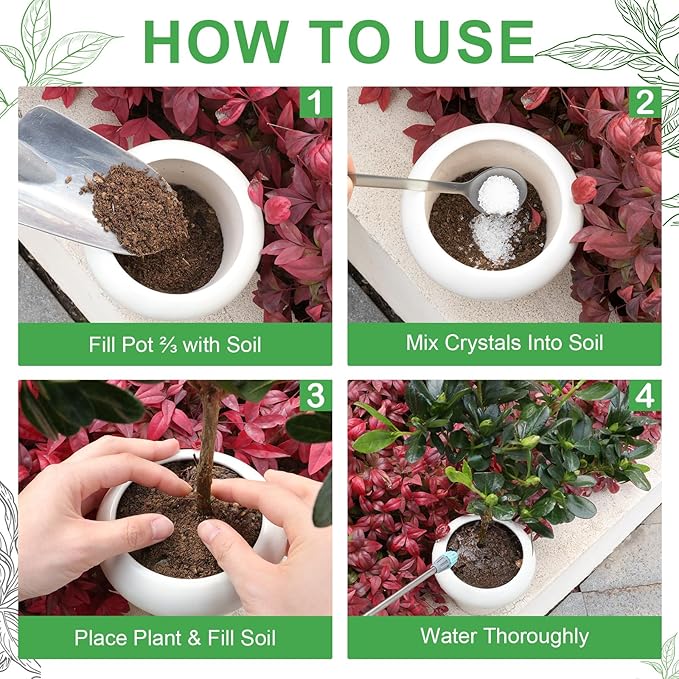 XSEINO 2LB Soil Moisture Crystals Water-Absorbing Hydrogel for Plants Solves Over and Under-Watering, Long-Lasting Water Retention to Keep Soil Moist Polymer Water Storage Crystals