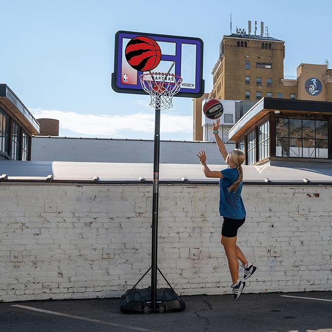 Lifetime NBA Toronto Raptors Portable Basketball Hoop, Adjustable Height 7.5-10 Ft, 44 Inch Shatterproof Fusion Backboard, Base with Wheels