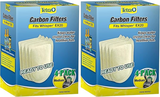 Tetra Whisper EX Carbon Medium Round Filter Cartridges, 8 Count, Fits Whisper EX 20 Fish Tank Filter