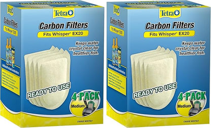 Tetra Whisper EX Carbon Medium Round Filter Cartridges, 8 Count, Fits Whisper EX 20 Fish Tank Filter