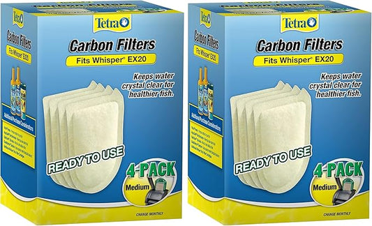 Tetra Whisper EX Carbon Medium Round Filter Cartridges, 8 Count, Fits Whisper EX 20 Fish Tank Filter