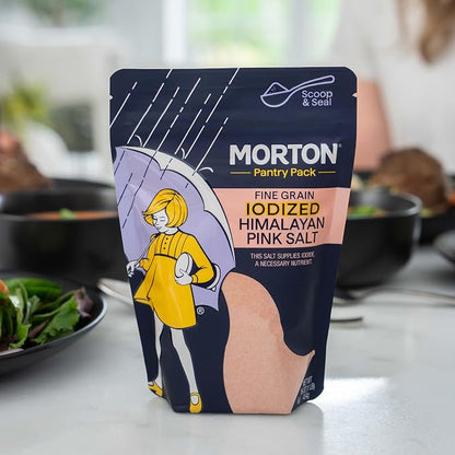 Morton Iodized Himalayan Pink Fine Salt 1lb., Resealable Pouch