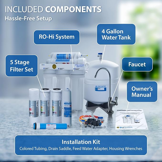 APEC Water Systems Ultimate RO-Hi Top Tier Supreme Certified High Output Fast Flow Ultra Safe Reverse Osmosis Drinking Water Filter System