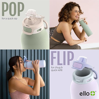 Ello Pop & Fill 22oz Stainless Steel Water Bottle with Quick Fill Technology, Double Walled and Vacuum Insulated Metal, Leak Proof Locking Lid, Sip and Chug, Reusable, BPA Free, Pastel Paradise
