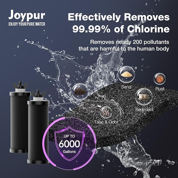Black Purification Elements, Replacement Filters for ProOne® and Berlkey® Filters, ProOne® Big+ or Berlkey® Big Countertop Gravity Water Filter System, NSF 42&372 Certified(4 Pack)