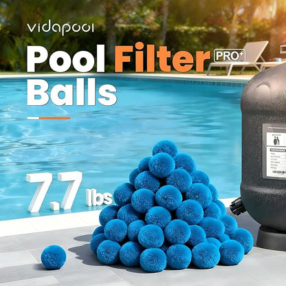 7.7 lbs Pool Filter Balls for Sand Filters, Reusable Blue Filter Media Balls for All Sand Filter Systems, Efficient & Lightweight Pool Sand Filter Balls, Replaces 250 lbs Pool Filter Sand