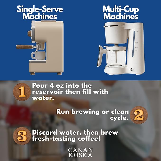 Coffee Machine Descaler 8 oz – Universal Descaling Solution for All Coffee Makers Drip Machines – Removes Limescale Calcium Buildup – 2 Uses (2, 8 Fl Oz (Pack of 2))