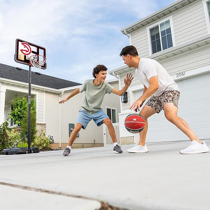 Lifetime NBA Atlanta Hawks Portable Basketball Hoop, Adjustable Height 7.5-10 Ft, 44 Inch Shatterproof Fusion Backboard, Base with Wheels
