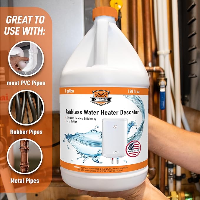 Chromex Tankless Water Heater Descaling Solution | Highly Effective Descale, 1 gallon