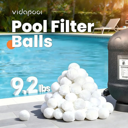 9.2 lbs Pool Filter Balls for Sand Filters, Reusable White Filter Media Balls for All Sand Filter Systems, Efficient & Lightweight Pool Sand Filter Balls, Replaces 300 lbs Pool Filter Sand