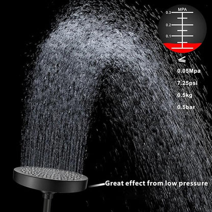 Voolan High Pressure Rain Shower Head with Handheld Spray Combo, Hand Held Filter Showerhead with Self-adhesive Holder and 59" Hose ((Round, Matte Black)