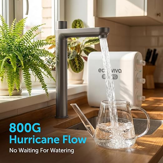 Ecoviva UF800G 0.01μm Ultra-Filtration Under Sink Water Filter Meet NSF 42 / 372 Standards Tankless Ultra Compact Design, No Electricity & Wastewater, Preserve Beneficial Minerals No TDS Reduction
