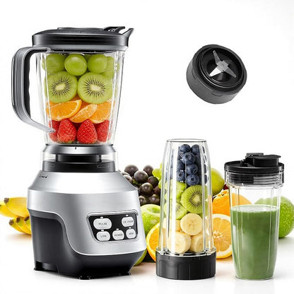 DUMOS Smoothie Blender for Kitchen with 6 Blades, Personal Blender for Smoothies with 24 34 60 oz BPA-Free Cups, Large Capacity, Portable and Easy Clean, for Ice Crush, Shakes, Sauces, Silver