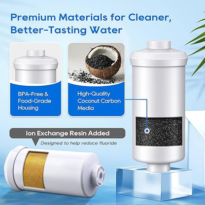 LCF Gravity-fed Water Filter System, 3 Gallons Stainless-Steel System with 6 Filters, Metal Water Level Spigot and Stand, Reduces Chlorine & Fluoride (Fluoride Filters)