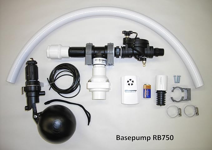 RB750 Water Powered Backup Sump Pump - Reliable Auto Sump Pump Backup System with High Water Alarm for Basement Flood Prevention - No Battery or Electricity Needed