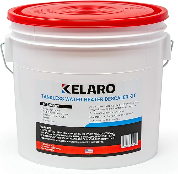 Kelaro Tankless Water Heater Flushing Kit with Flow-Aide Biodegradable Descaler